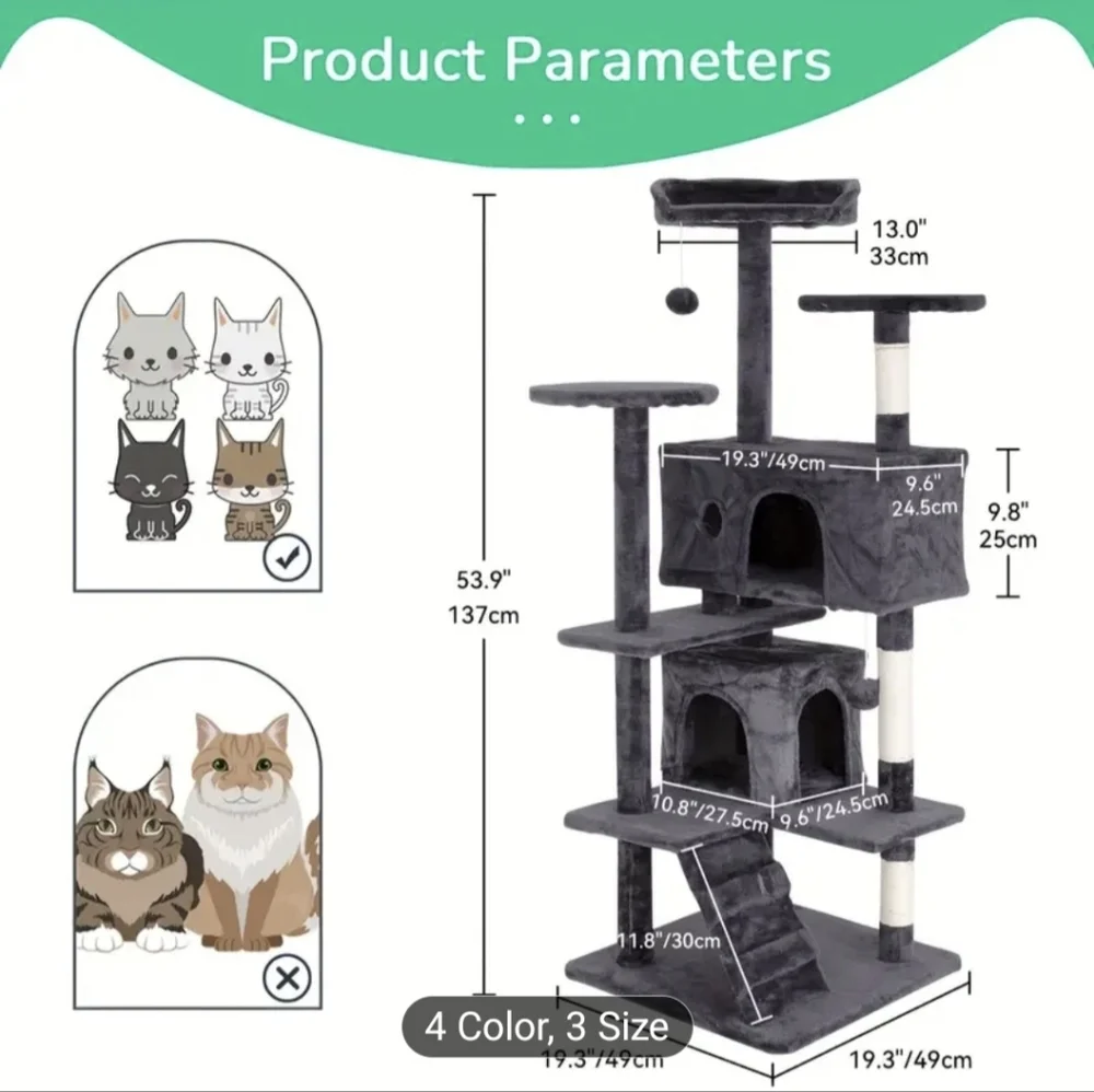 Gray Cat Tree Tower
